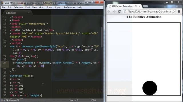 HTML5 and Javascript Tutorial [2d Canvas Animation Series] [17] The Bubbles Animation [Part 1] смотреть онлайн