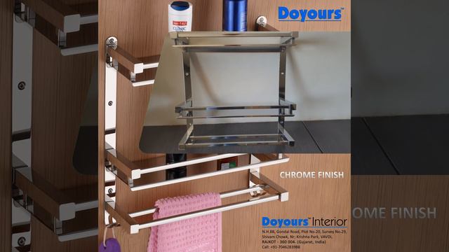Bathroom Shelf | Double Layer Shelf with Towel Rod & Hanger, Stainless Steel Chrome смотреть онлайн