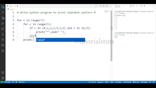 Python Tutorial: How to Create Alphabet Pattern M смотреть онлайн