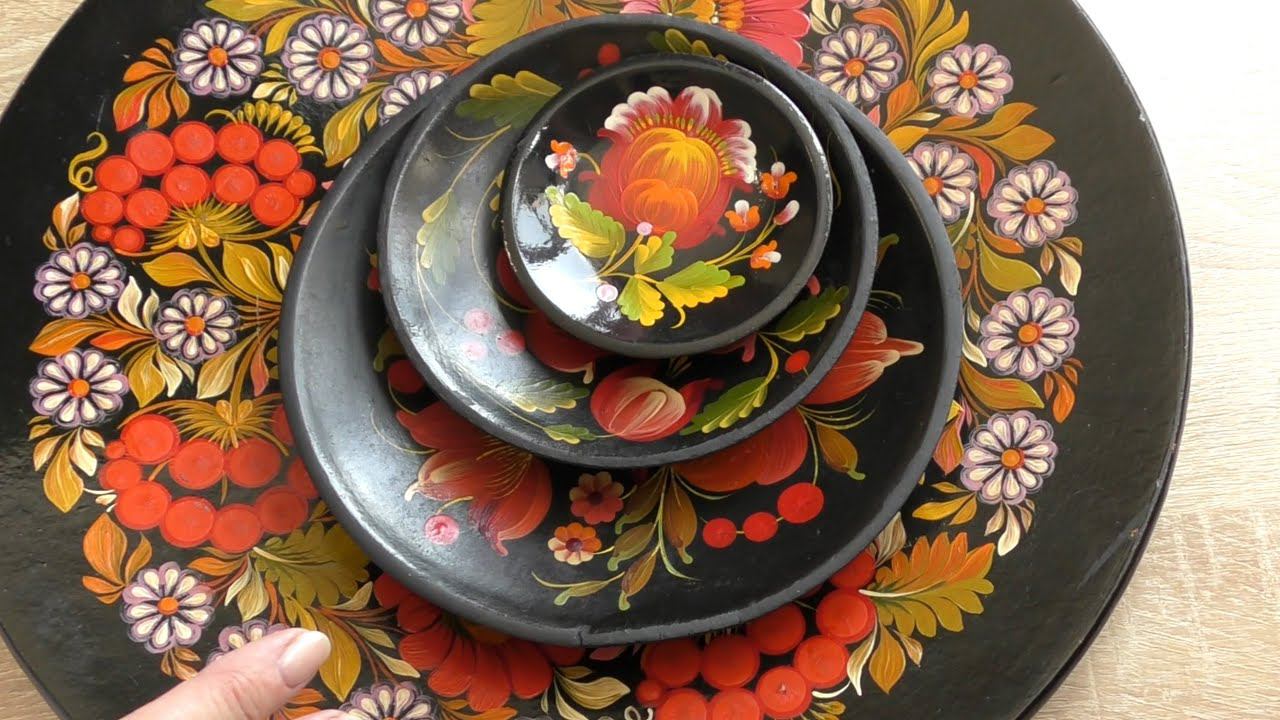 Купила несколько настенных тарелок. История Петриковской росписи смотреть онлайн