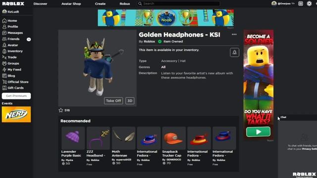 NEW FREE!! HOW TO GET GOLDEN HEADPHONES AND AOTP HAT (KSI EVENT) IN ROBLOX смотреть онлайн