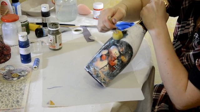 ??? Декупаж новогодней бутылки ??? - Новогодние поделки своими руками смотреть онлайн