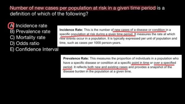 Incidence rate | Prevalence rate | Mortality rate | Odds Ration | Confidence interval