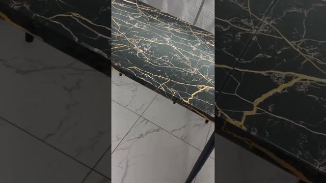"Мрамор черно-золотой". Дизайнерский 3д стол. Обзор кухонного стола компании Akrolux. смотреть онлайн