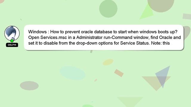 Windows : How to prevent oracle database to start when windows boots up? смотреть онлайн