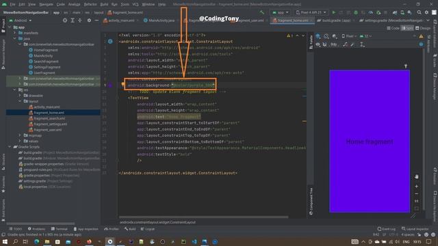 Curved Custom bottom navigation bar | Meow bottom navigation bar Java tutorial смотреть онлайн