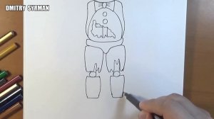 How to draw broken Freddy, FNaF, Как нарисовать сломанного Фредди, ФНаФ