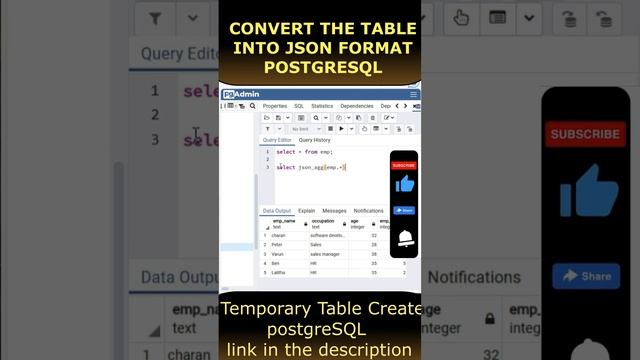 Convert PostgreSQL Table Into json data format pgAdmin Database #postgresql смотреть онлайн