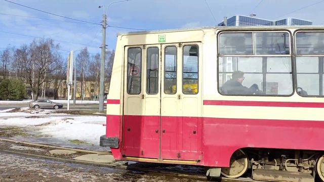 Трамвай ЛВС-86К №5001, маршрут №55, кольцо "Кушелевка", г. Санкт-Петербург, 16.03.2023г. (4K UHD) смотреть онлайн