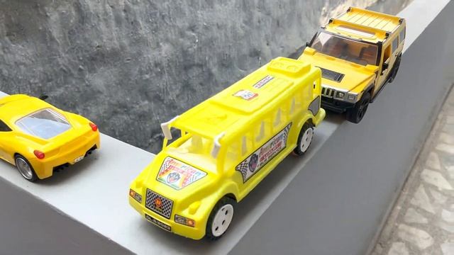 all yellow toy cars | Volkswagen polo | ferrari | humer | local bus смотреть онлайн