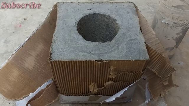 Casting a Cement Pot using Thermocol and old Carton box | DIY Cement pot making at home | Very EASY смотреть онлайн