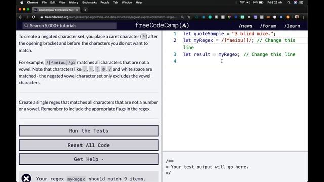 Match Single Characters Not Specified, Regular Expression Lesson 2020, freeCodeCamp Tutorial смотреть онлайн