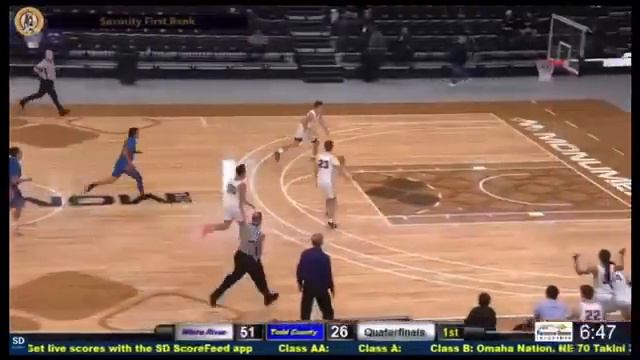 White River's Joe Sayler hammers a dunk against Todd County смотреть онлайн