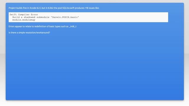 SQLite.swift pod: Swift Compiler Error in Xcode 8.3 beta 2 смотреть онлайн