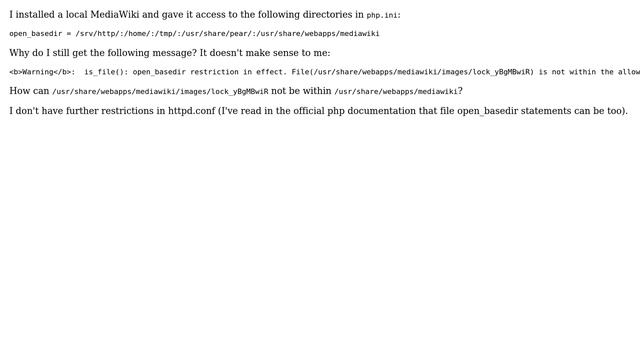 DevOps & SysAdmins: MediaWiki "open_basedir restriction in effect" смотреть онлайн