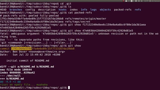 Git/Linux Hacking | Bandit: OverTheWire (Level 30) смотреть онлайн