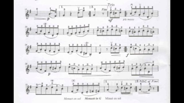 Minuet in G, Beethoven | Suzuki Book 2 | Violin Sheet Music | Partitura para Violino смотреть онлайн