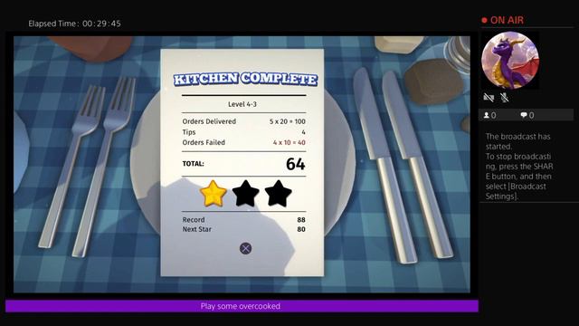 Overcooked ps4 Co op level 4-1 3 star! Tons of # star wins.Lets play смотреть онлайн