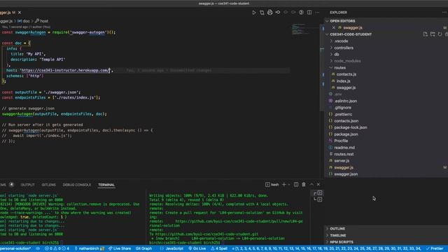Deploy Node.js Swagger API Documentation to Heroku (cse341 L04 personal assignment) смотреть онлайн