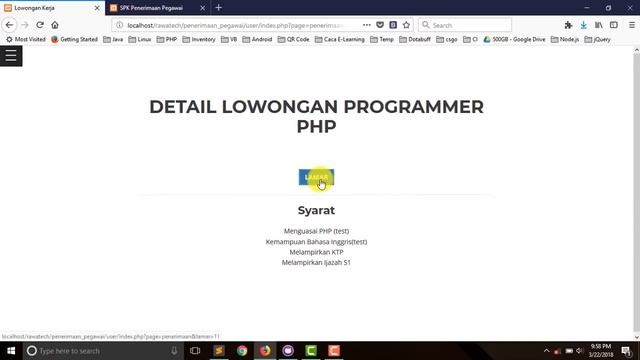[Open Source] Sistem Pendukung Keputusan Penerimaan Pegawai menggunakan Metode WP (PHP & MySQL PDO) смотреть онлайн