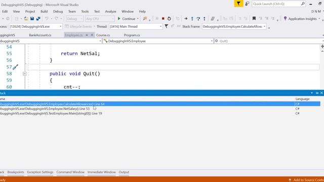 10 - Call Stack | Basic Visual Studio Debugging смотреть онлайн