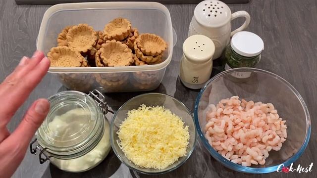 ПИКАНТНАЯ ЗАКУСКА ЗА 10 МИНУТ ИЗ КРЕВЕТОК И СЫРА. ТАРТАЛЕТКИ С КРЕВЕТКАМИ И СЫРОМ. смотреть онлайн