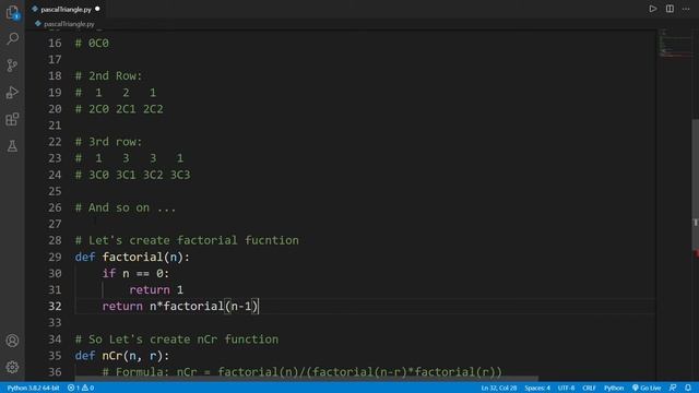Code Pascal Triangle | Python смотреть онлайн