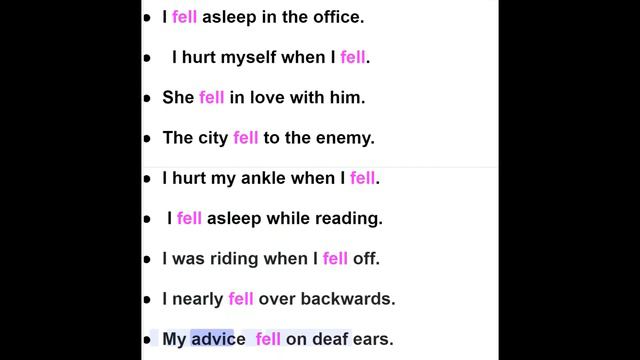 Sentences with “fell” (past tense of the verb “to fall”) смотреть онлайн
