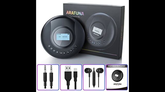 ARAFUNA Bluetooth Visibility CD Player for car, 2000mAh Rechargeable Small Portable CD Player смотреть онлайн