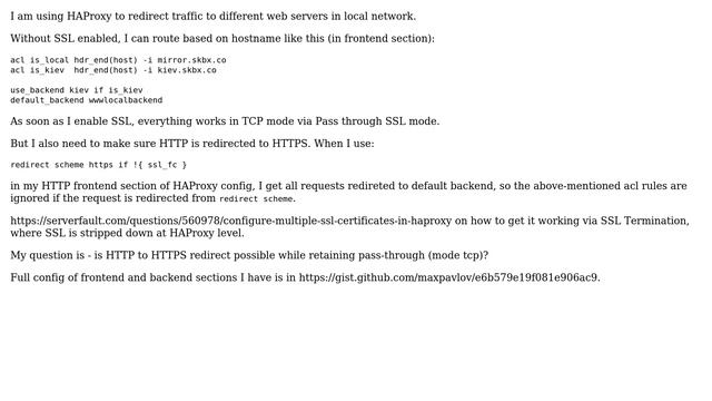 HAProxy to redirect http to https for multiple domain names without SSL Termination смотреть онлайн