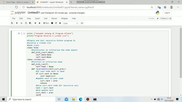 CARA MEMBUAT REVERSE A LINKED LIST DI JUPYTER NOTEBOOK смотреть онлайн