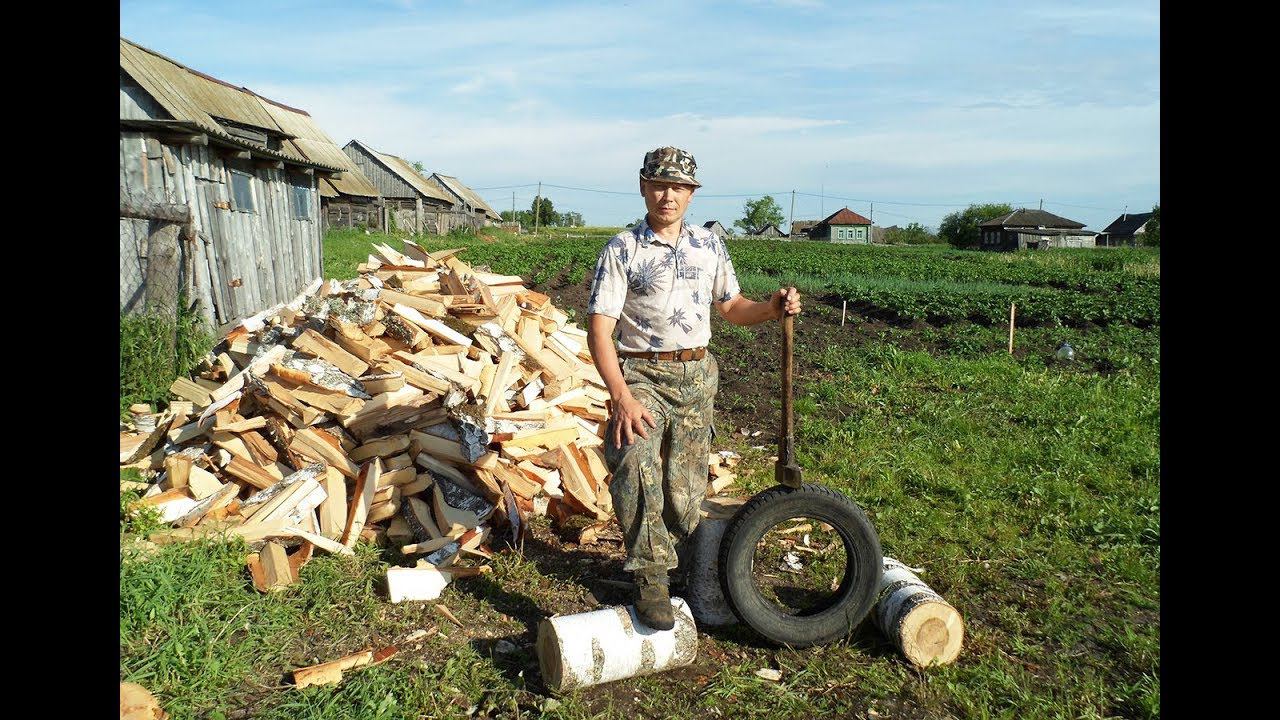 Колем дрова легко и просто, используя шины от автомобиля! смотреть онлайн