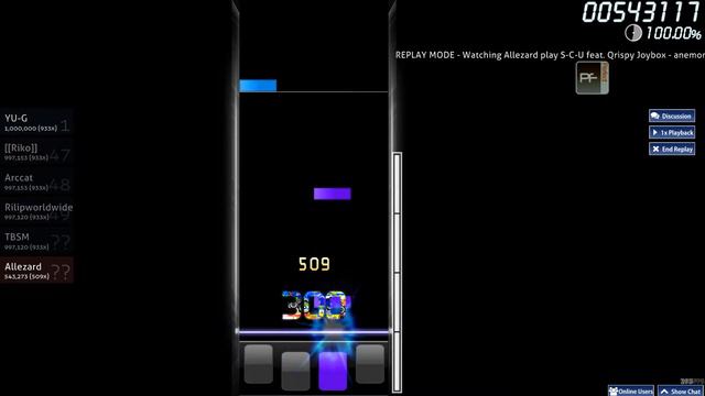 S-C-U feat. Qrispy Joybox - anemone (Osu!mania 4K Another) смотреть онлайн