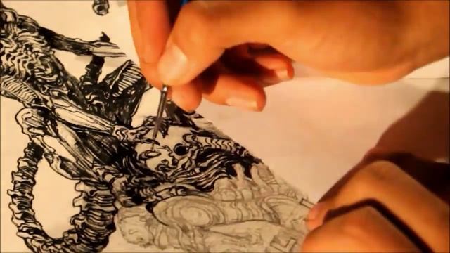 Speed Drawing : ALIEN ( pencil sketch, ink, colors) смотреть онлайн