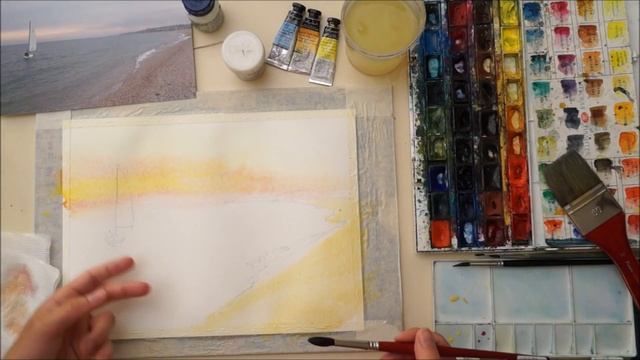 Видео урок рисования акварелью "Морской пейзаж. Закатное небо". (Превью к уроку) смотреть онлайн