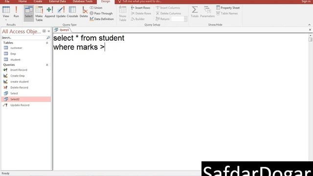 SQL with Microsoft Access 2016 | Select Query With Where Clause | Select Query in SQL MS Access -07 смотреть онлайн