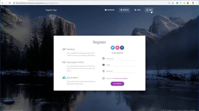 Flask Dashboard - Material Design Pro | AppSeed смотреть онлайн