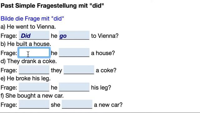 Simple Past Fragestellung mit did Übung смотреть онлайн