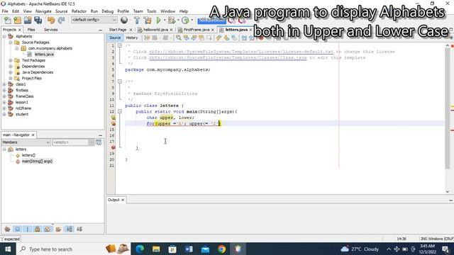 A Java program to display alphabets in both upper and lower case смотреть онлайн