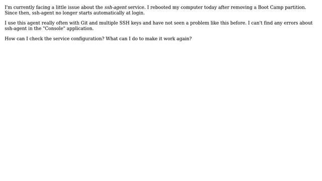ssh-agent service stop starting at login on Mac OS 10.11 смотреть онлайн