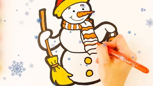 Drawing and Coloring CHRISTMAS SNOWMAN Рисование и Снеговика Dibujo y pintura de muñeco de nieve смотреть онлайн
