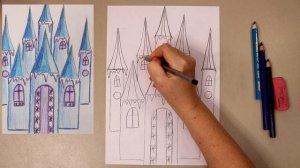 КАК НАРИСОВАТЬ ЗАМОК СНЕЖНОЙ КОРОЛЕВЫ ?ПРОСТОЙ РИСУНОК?