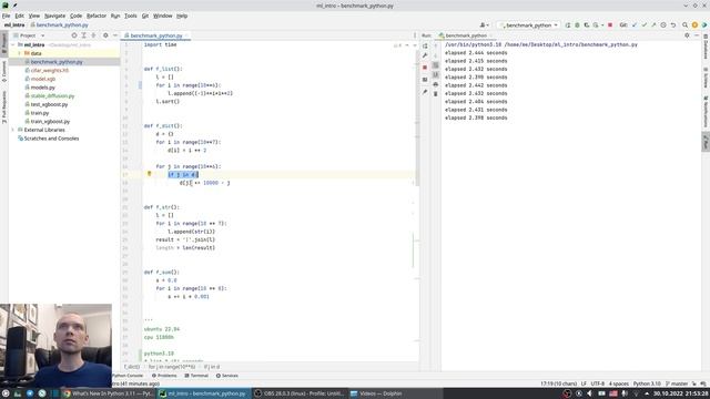 Тестируем быстродействие python 3.11 смотреть онлайн
