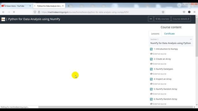 Python For Data Analyis using NumPy Free Online Courses with Certificate Data Science & Machine смотреть онлайн