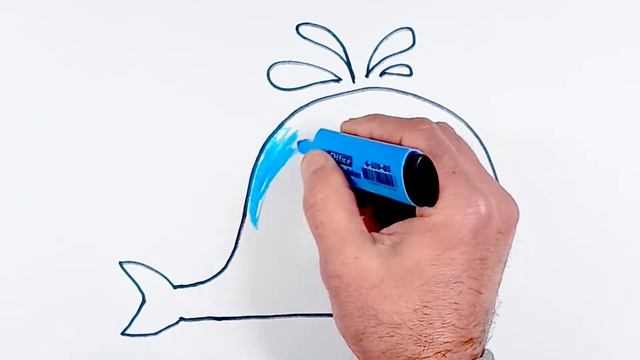 Нарисовать кита легко и просто!В конце рисунок оживает! #рисункидлясрисовки #рисункидлядетей смотреть онлайн