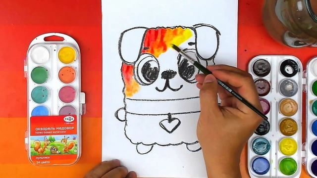 Как нарисовать СОБАЧКУ милого щеночка из РАДУГИ смотреть онлайн
