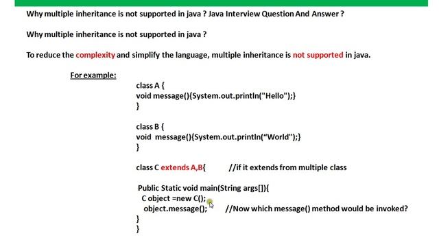 Why multiple inheritance is not supported in java Java Interview Question And Answer смотреть онлайн