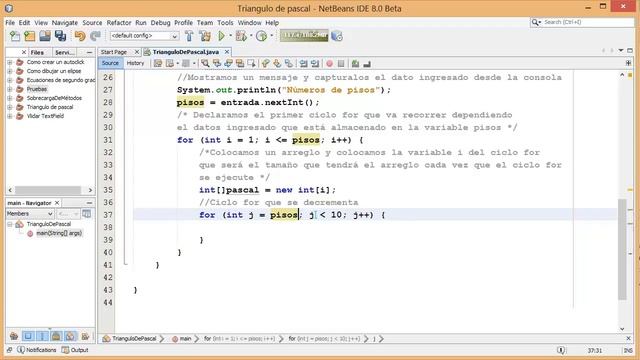 Triangulo de pascal en Java смотреть онлайн