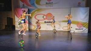 Дети акробаты на моноцикле. Детский цирк с трюками на унициклах в цирковом шоу