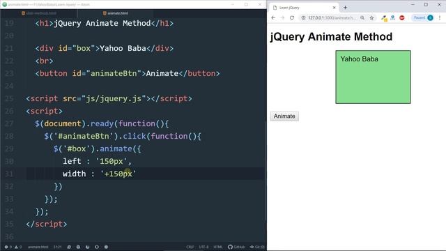 jQuery Animate Method Tutorial in Hindi / Urdu смотреть онлайн